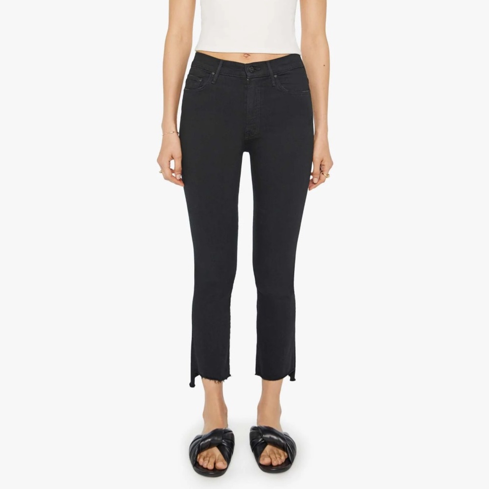 NWT MOTHER The Insider Crop Step Fray Black Jeans | Size 32